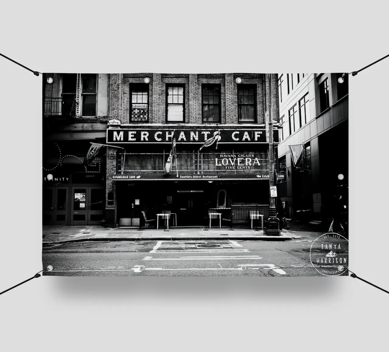 Seattle Art Pioneer Square Architettura in bianco e nero telo in pvc da charles loy