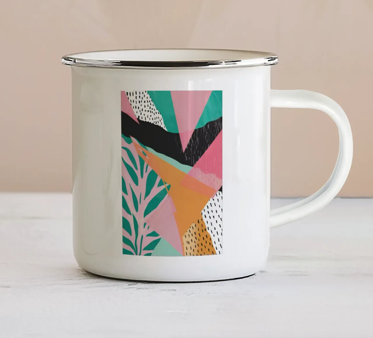 Collage arancio verde tazza in smalto da Obs Canvas