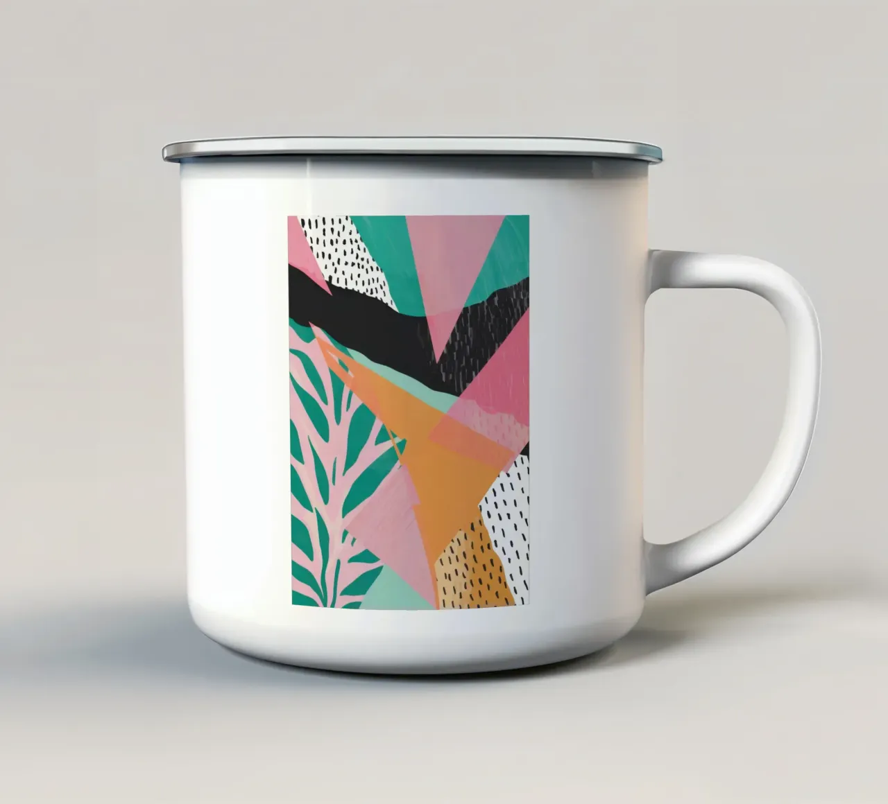 Collage arancio verde tazza in smalto da Obs Canvas