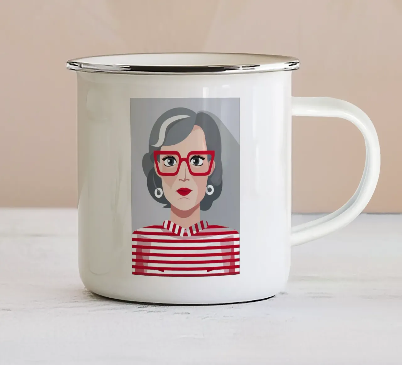 Occhiali rossi chic tazza in smalto da Obs Canvas