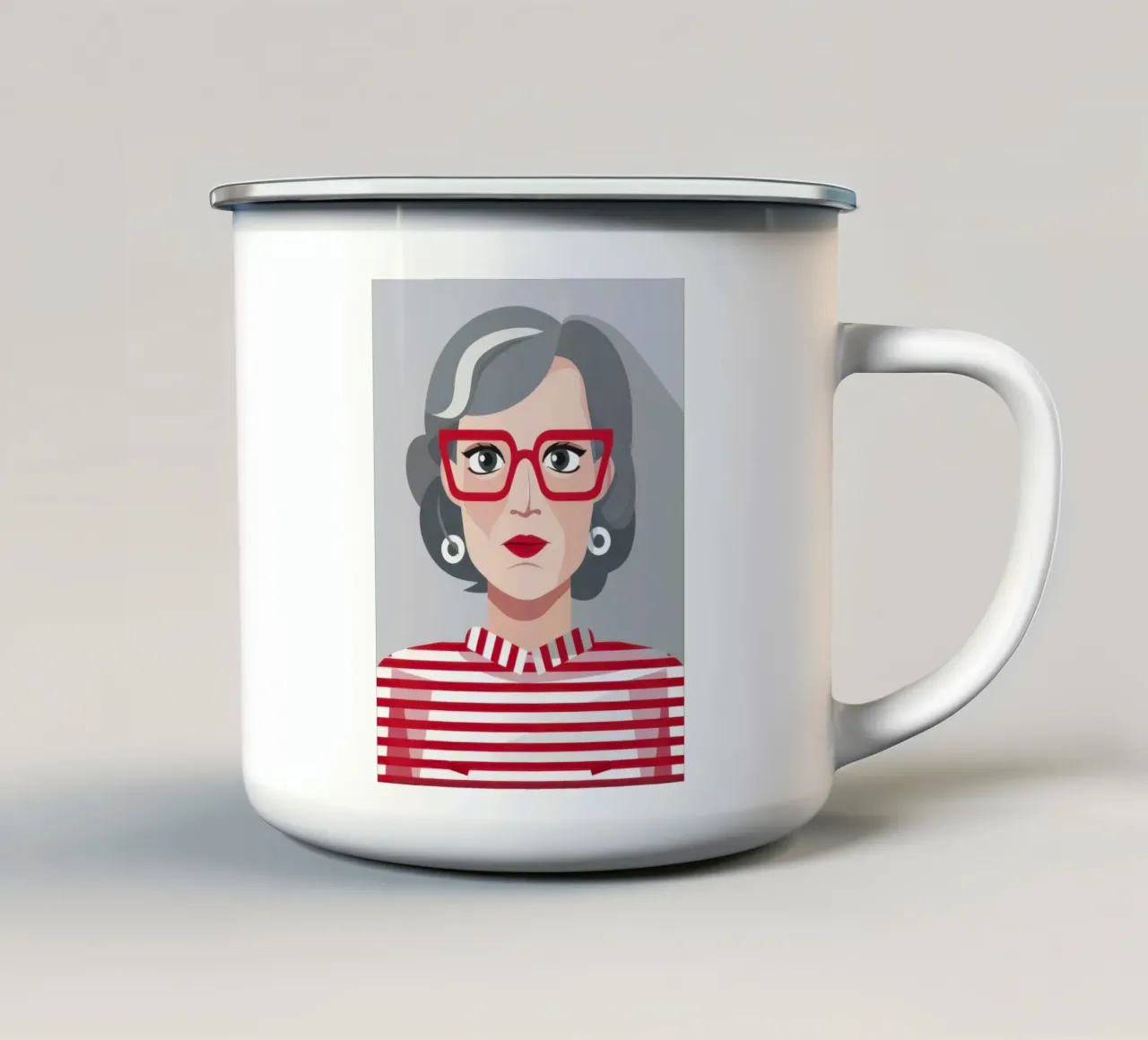 Occhiali rossi chic tazza in smalto da Obs Canvas