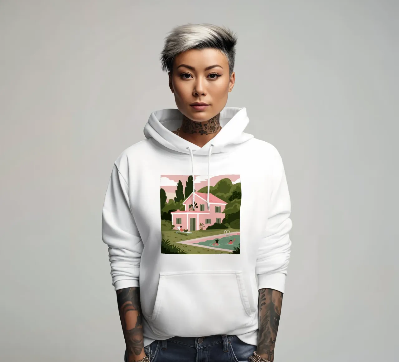 Pink Villa Dreams felpa con cappuccio da Line Fable