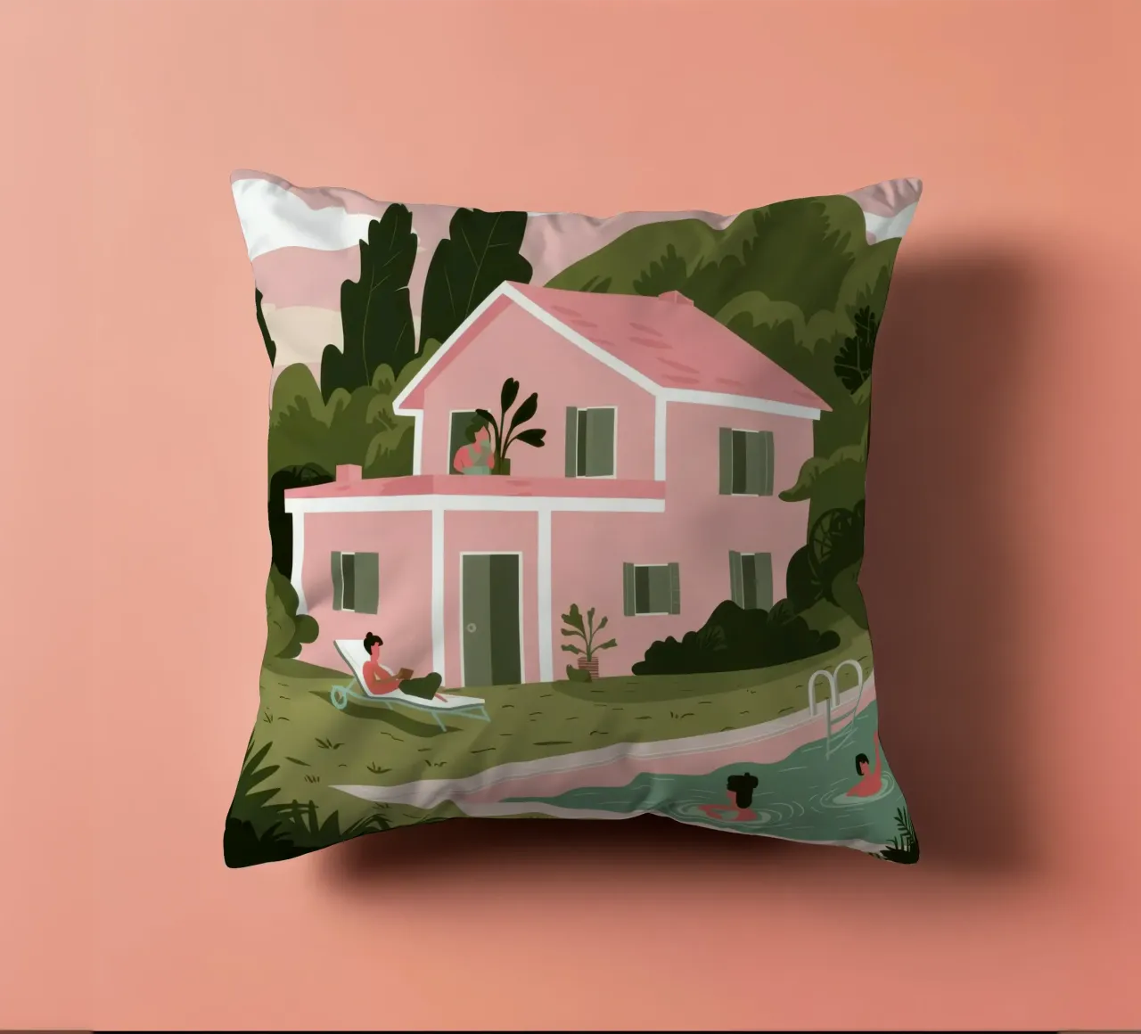Pink Villa Dreams cuscino da Line Fable
