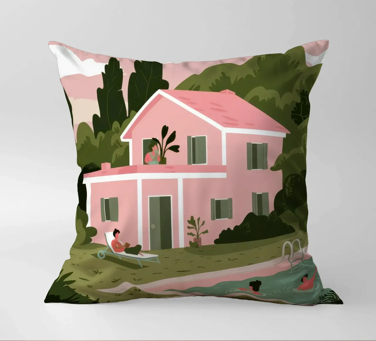 Pink Villa Dreams cuscino da Line Fable