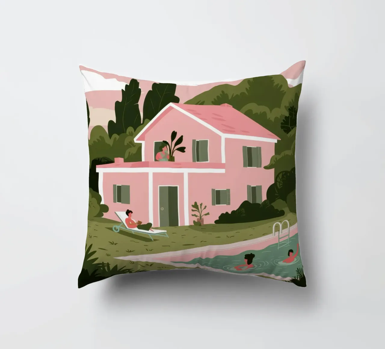 Pink Villa Dreams cuscino da Line Fable