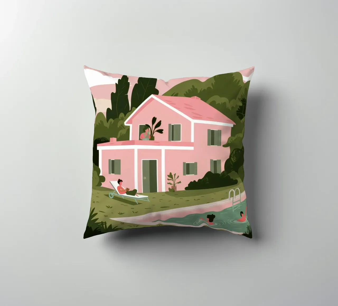 Pink Villa Dreams cuscino da Line Fable