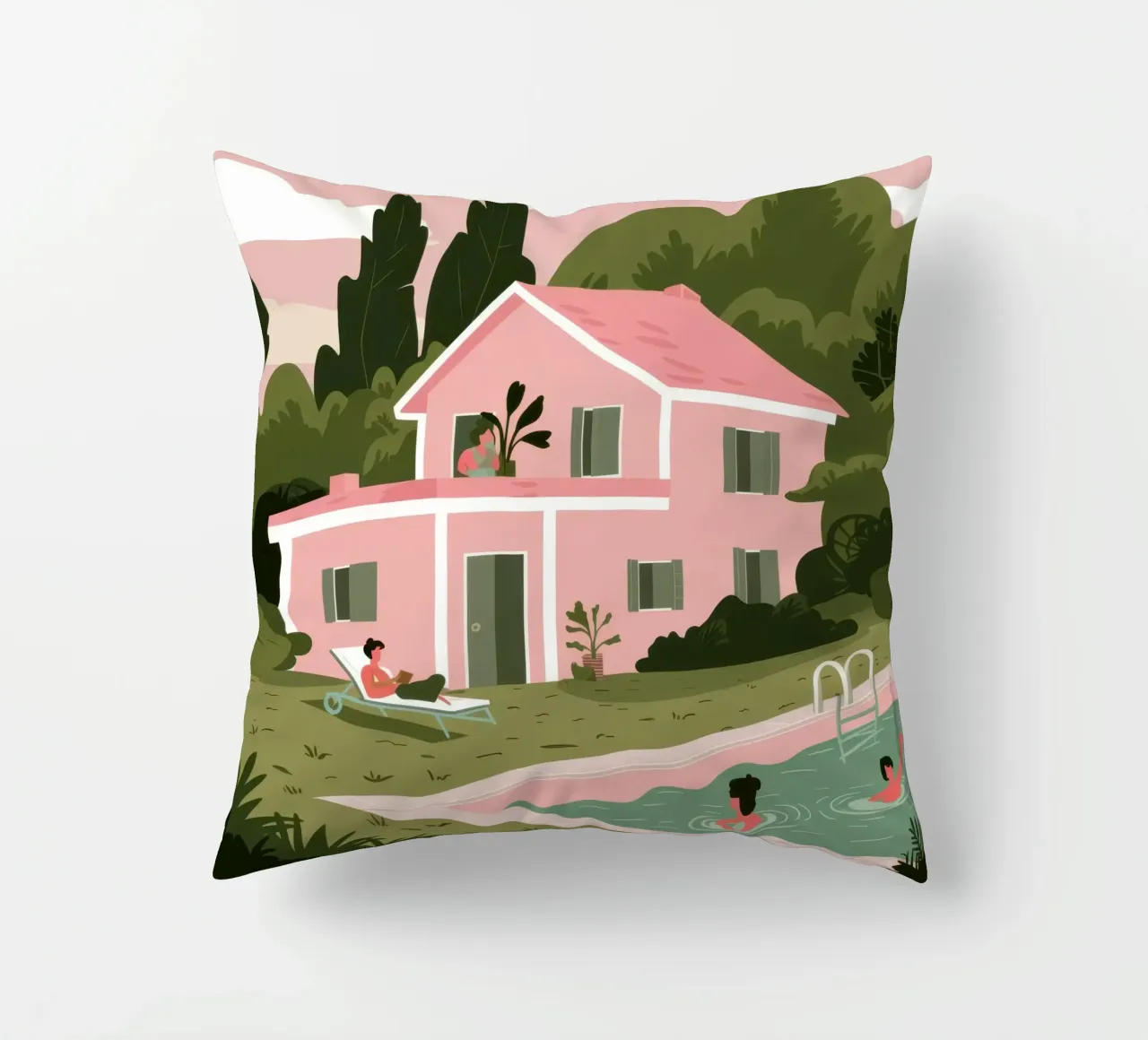 Pink Villa Dreams cuscino da Line Fable