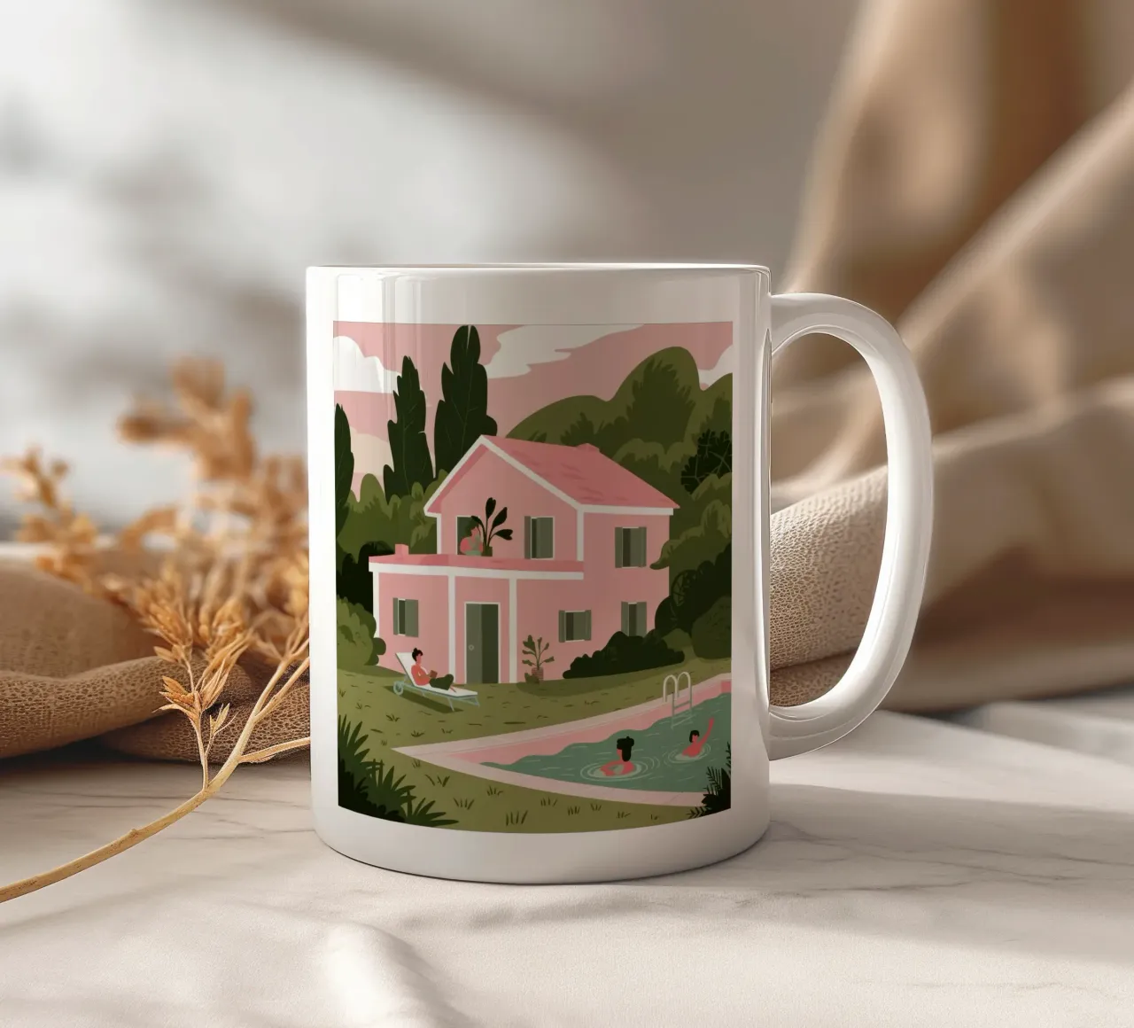 Pink Villa Dreams tazza in ceramica da Line Fable