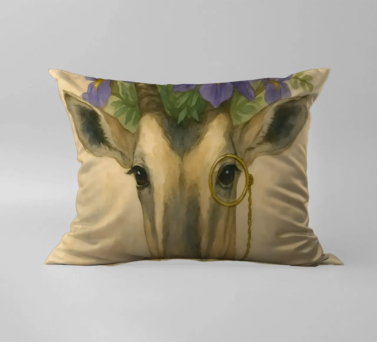 The Noble Plains walker: Iris-Crowned Elegance decorative cushion by Graceful Desine