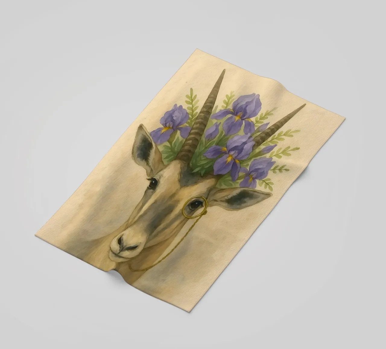 The Noble Plains walker: Iris-Crowned Elegance beach towel by Graceful Desine