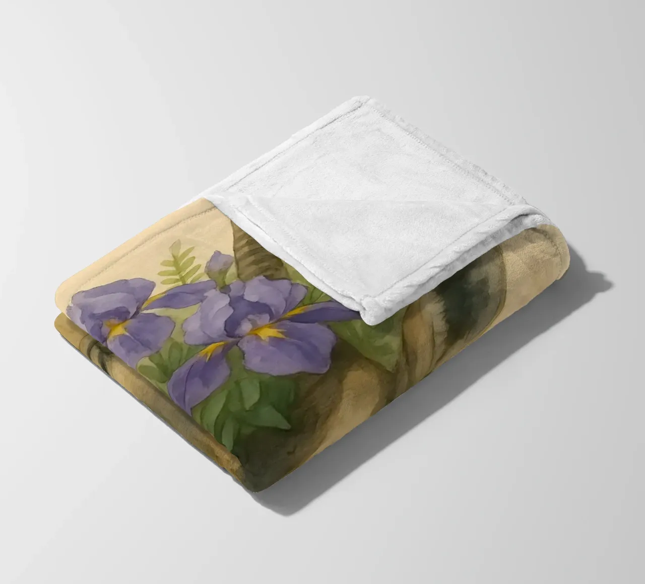The Noble Plains walker: Iris-Crowned Elegance fleece blanket by Graceful Desine