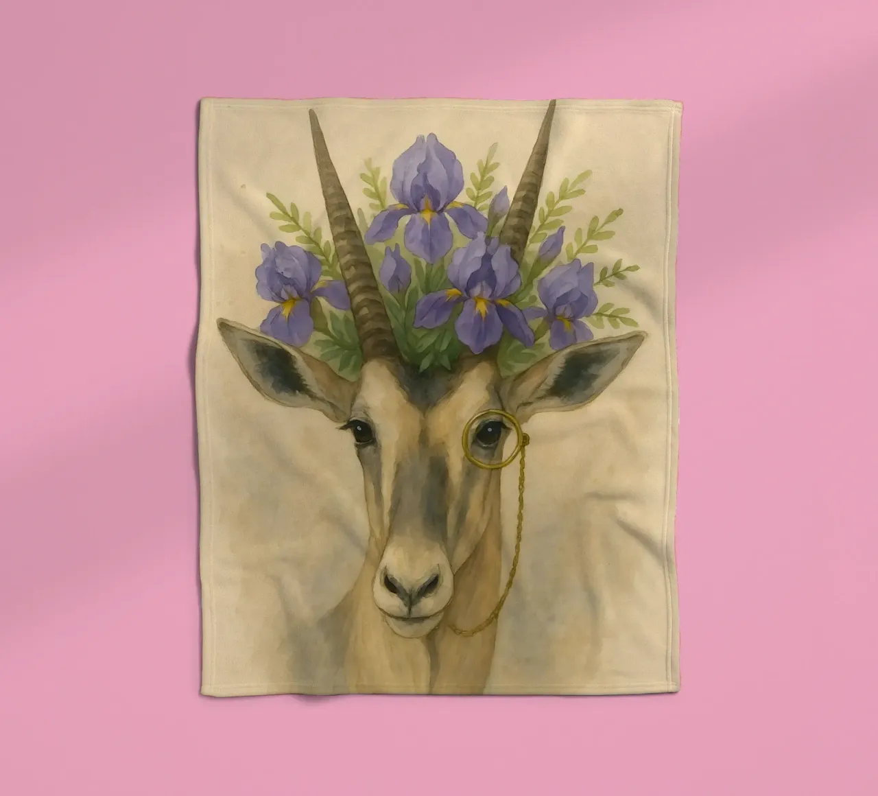 The Noble Plains walker: Iris-Crowned Elegance fleece blanket by Graceful Desine