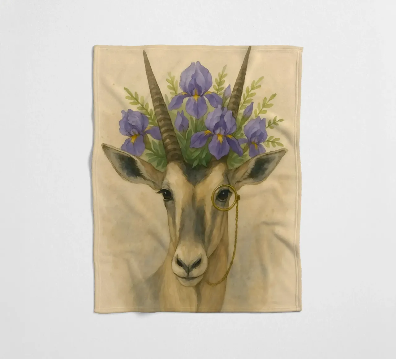 The Noble Plains walker: Iris-Crowned Elegance fleece blanket by Graceful Desine