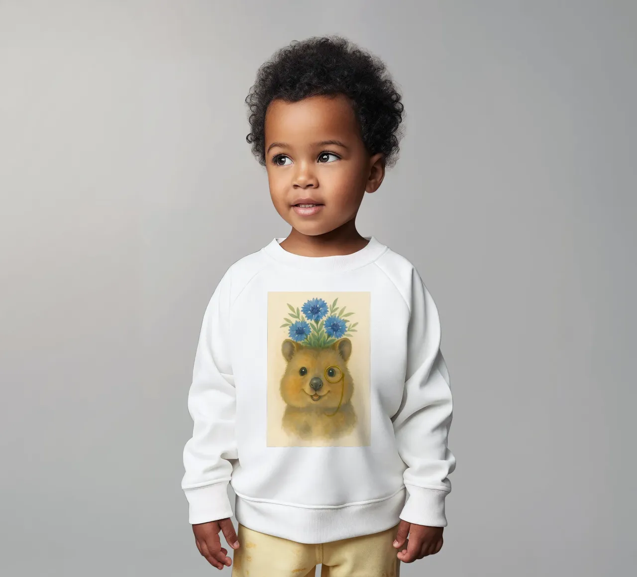 Lo studioso allegro: Quokka con fiordalisi felpa neonato da Graceful Desine