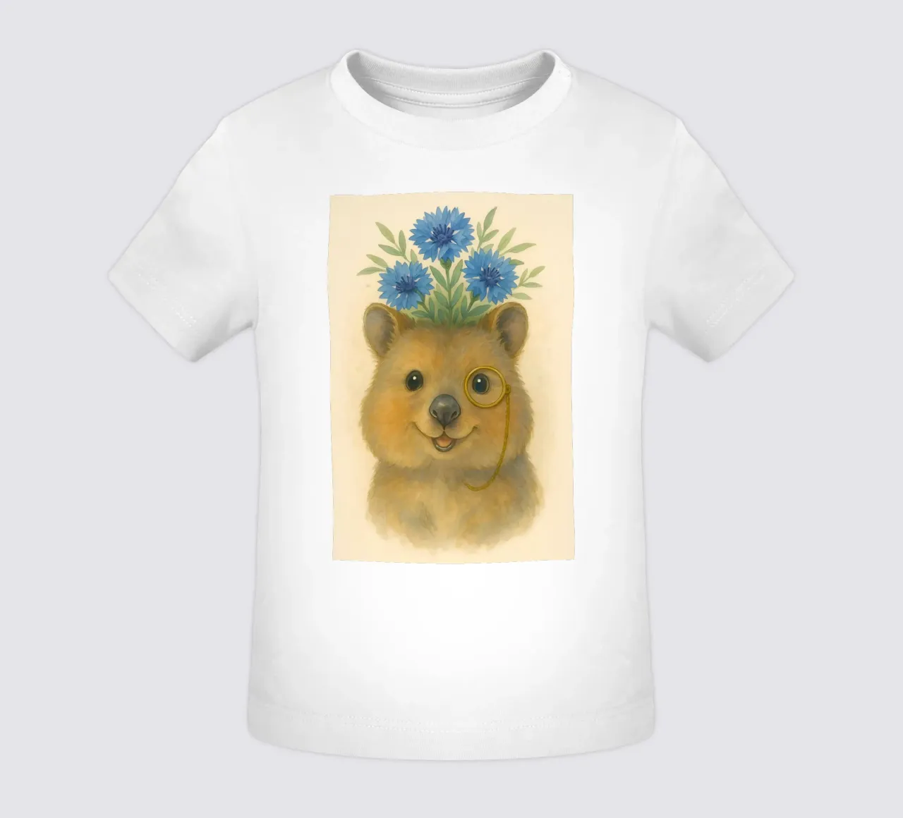 Lo studioso allegro: Quokka con fiordalisi maglietta neonato da Graceful Desine