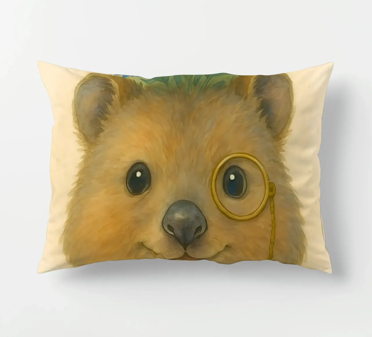 Lo studioso allegro: Quokka con fiordalisi cuscino da Graceful Desine