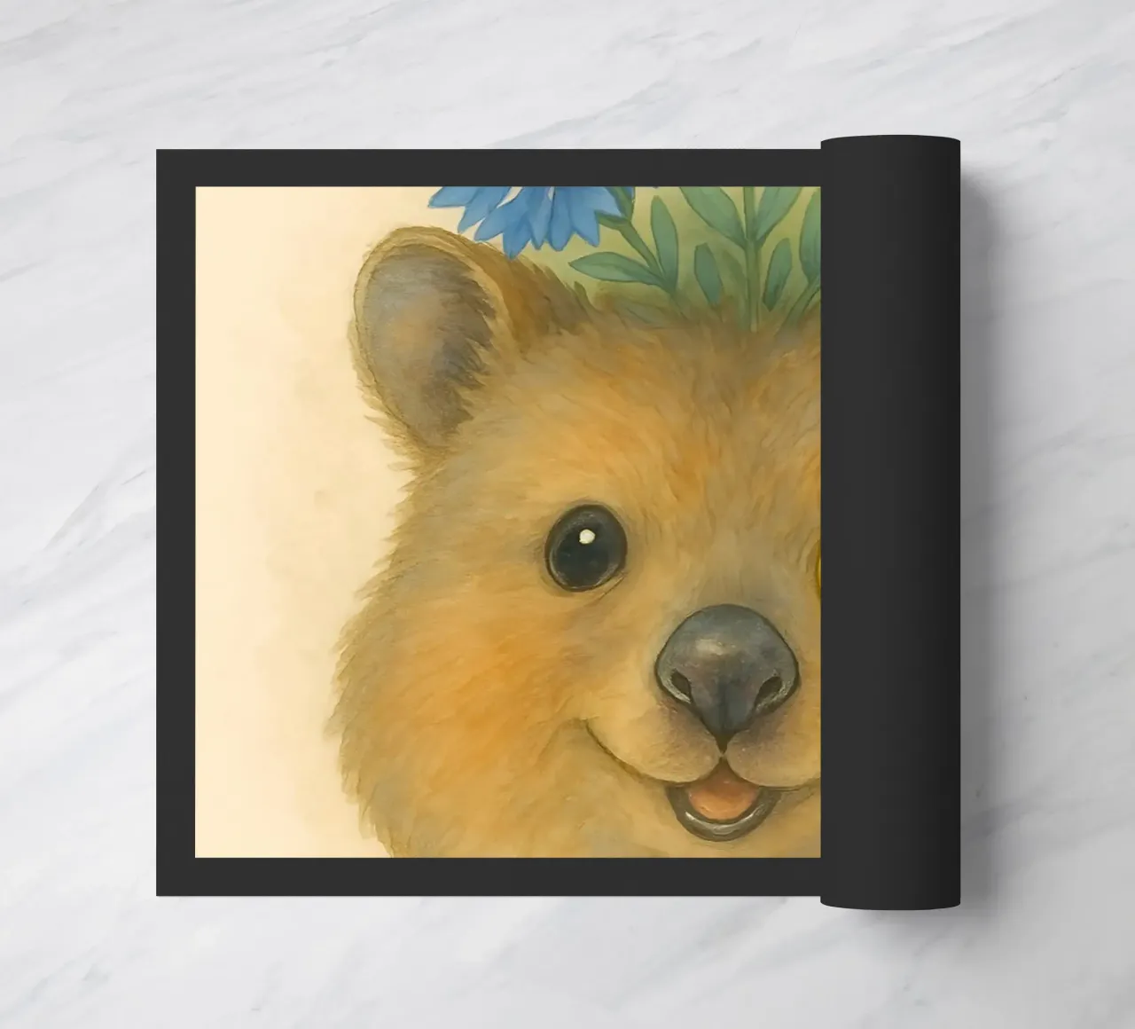 Lo studioso allegro: Quokka con fiordalisi zerbino da Graceful Desine