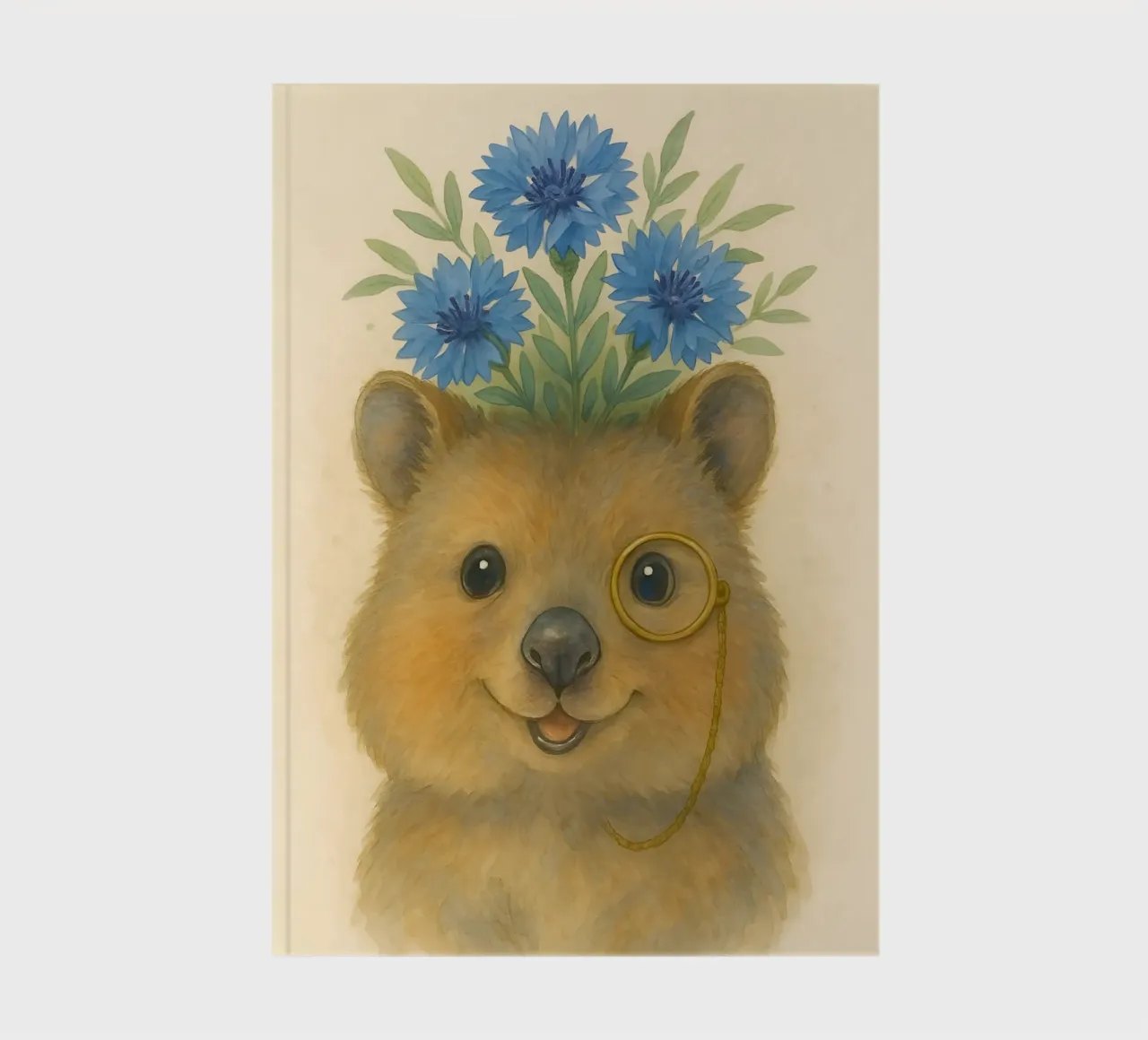 The Cheerful Scholar: Quokka with Cornflowers notebook by Graceful Desine