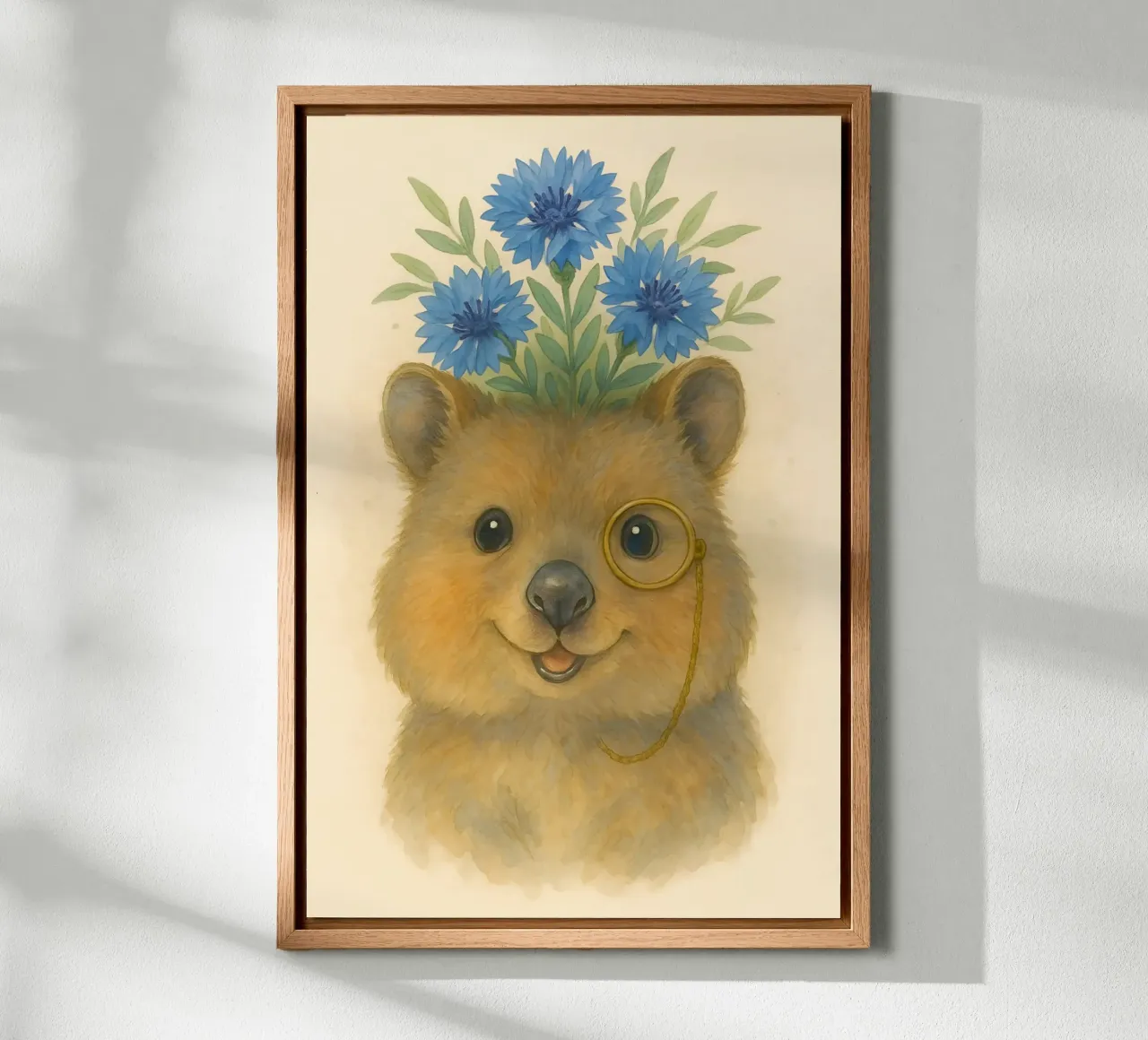 Lo studioso allegro: Quokka con fiordalisi pannello forex da Graceful Desine