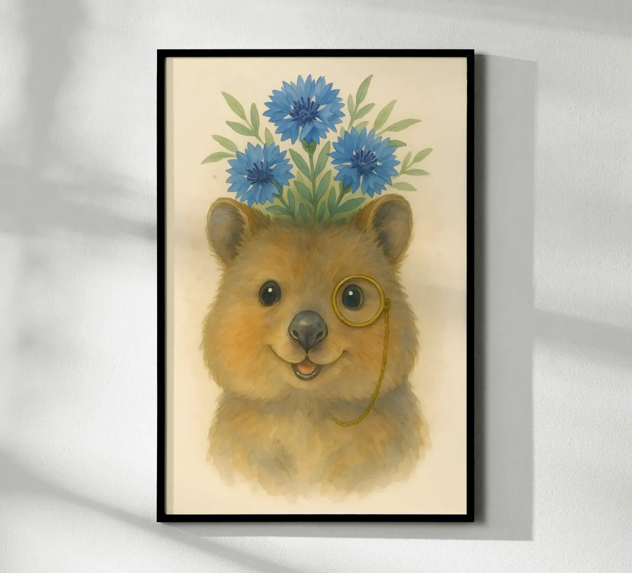 Lo studioso allegro: Quokka con fiordalisi poster da Graceful Desine