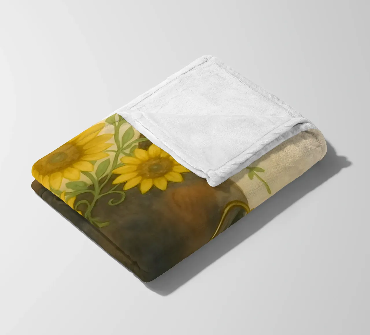 Golden Grace: Deer with Sunflower Crown fleece blanket by Graceful Desine