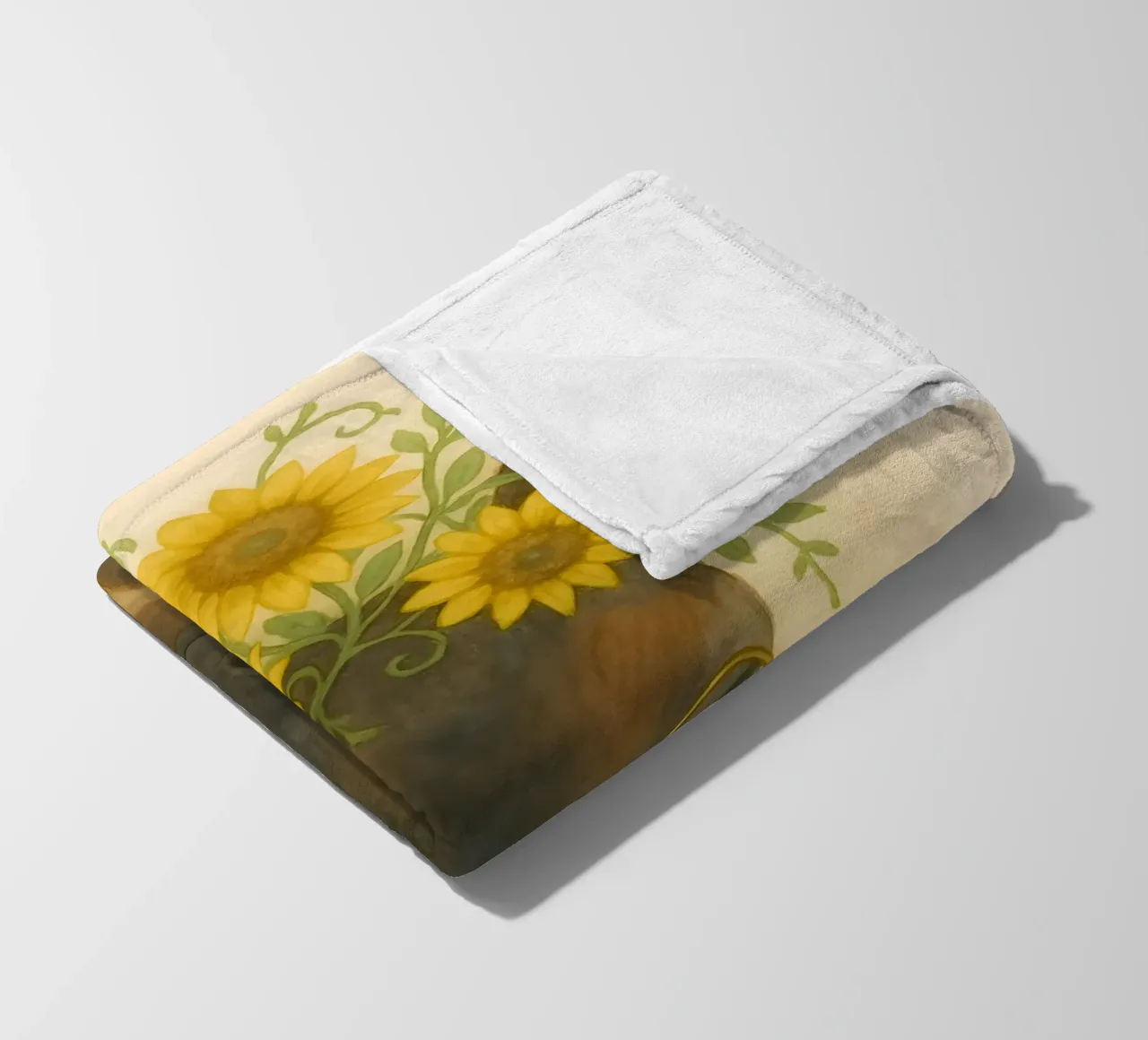 Golden Grace: Deer with Sunflower Crown fleece blanket by Graceful Desine