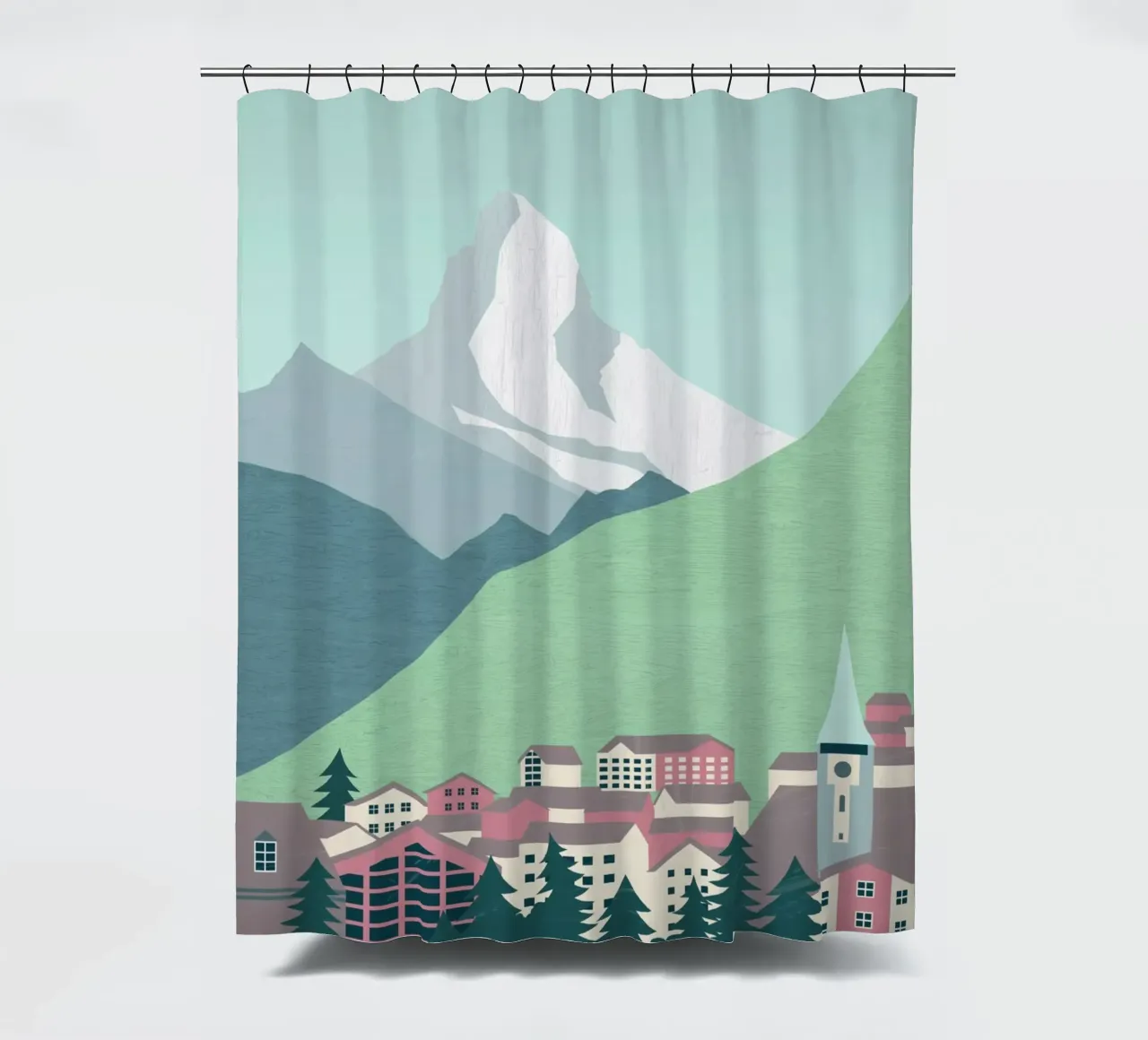 Switzerland shower curtain by Katinka Reinke