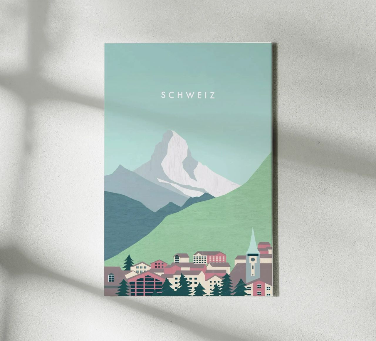 Schweiz Leinwand mit Schattenfugenrahmen von Katinka Reinke