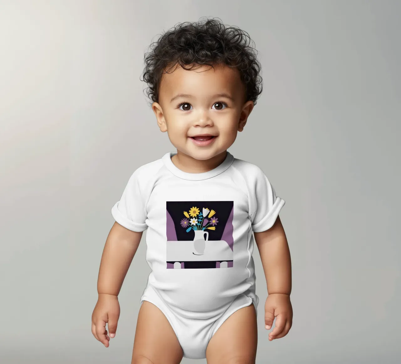 Bianco su bianco body neonato maniche corte da Lunar Valentina