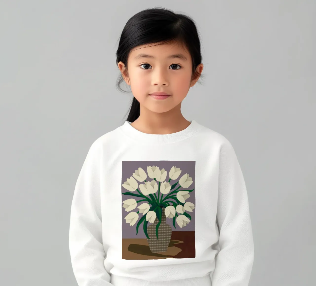 Tulipanes blancos clásicos sudadera para niño de Lunar Valentina