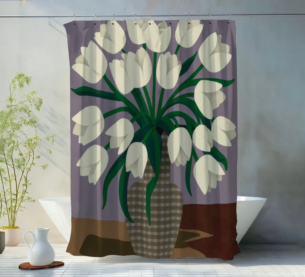 Tulipani bianchi classici tenda da doccia da Lunar Valentina