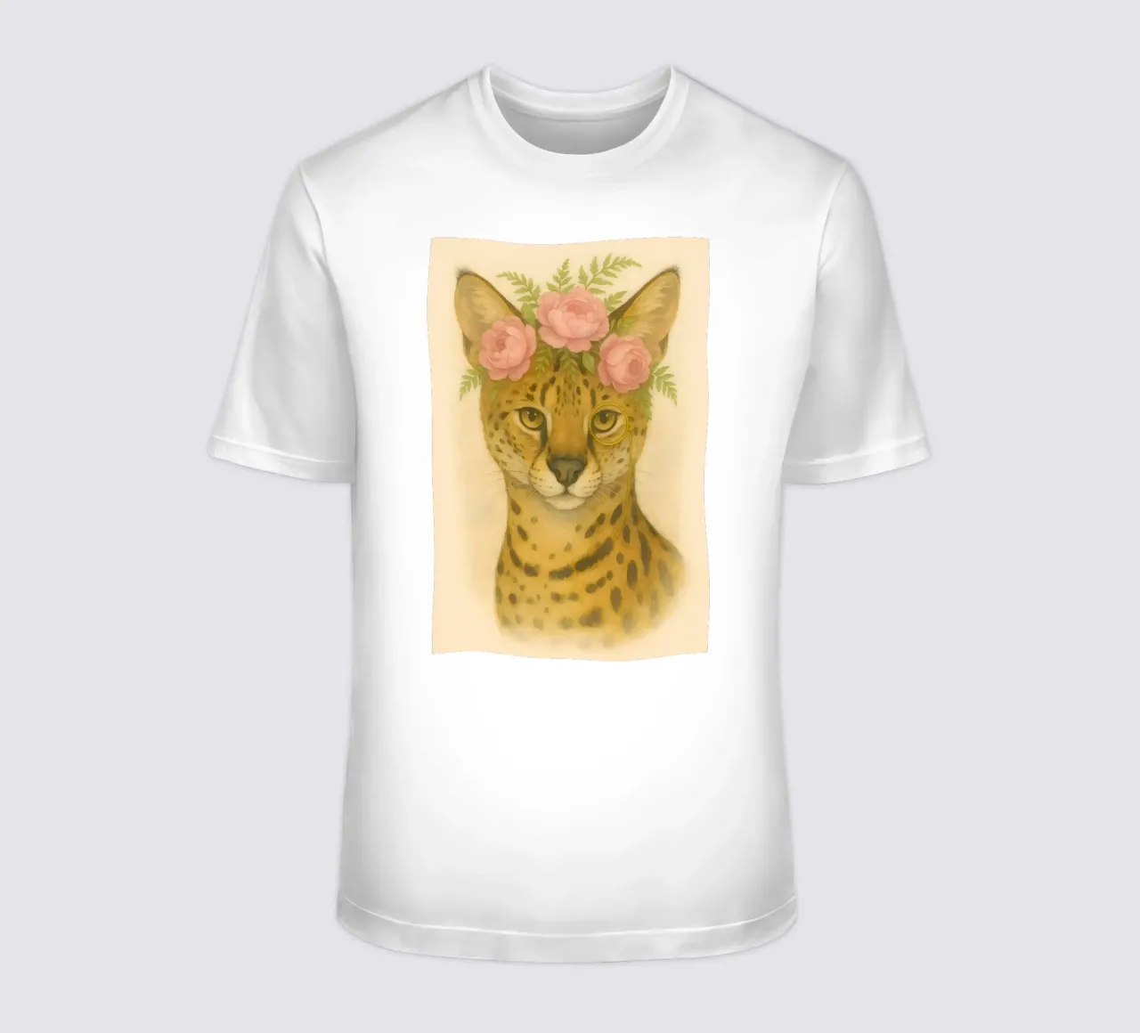 Regal Wild: Serval in Bloom t-shirt by Graceful Desine