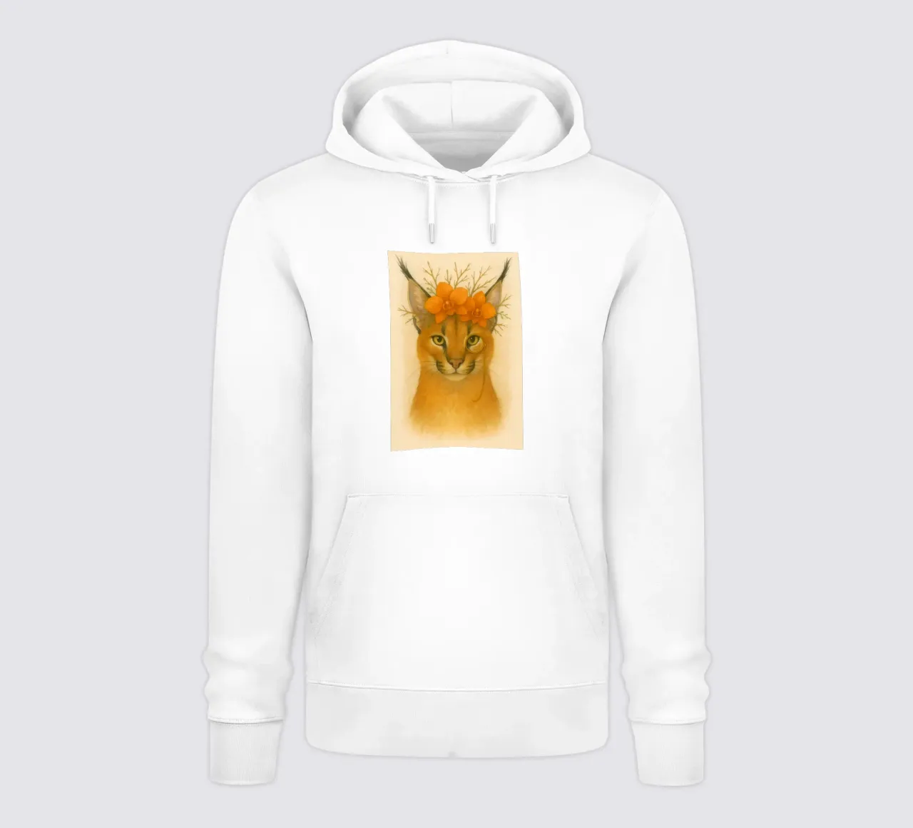 Sguardo d'oro: Caracal con orchidee felpa con cappuccio da Graceful Desine