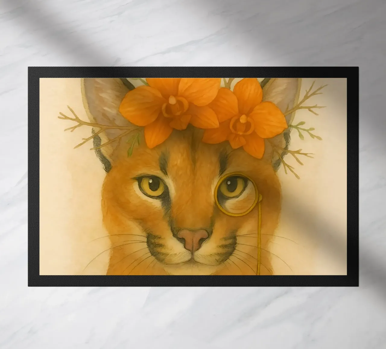 Sguardo d'oro: Caracal con orchidee zerbino da Graceful Desine
