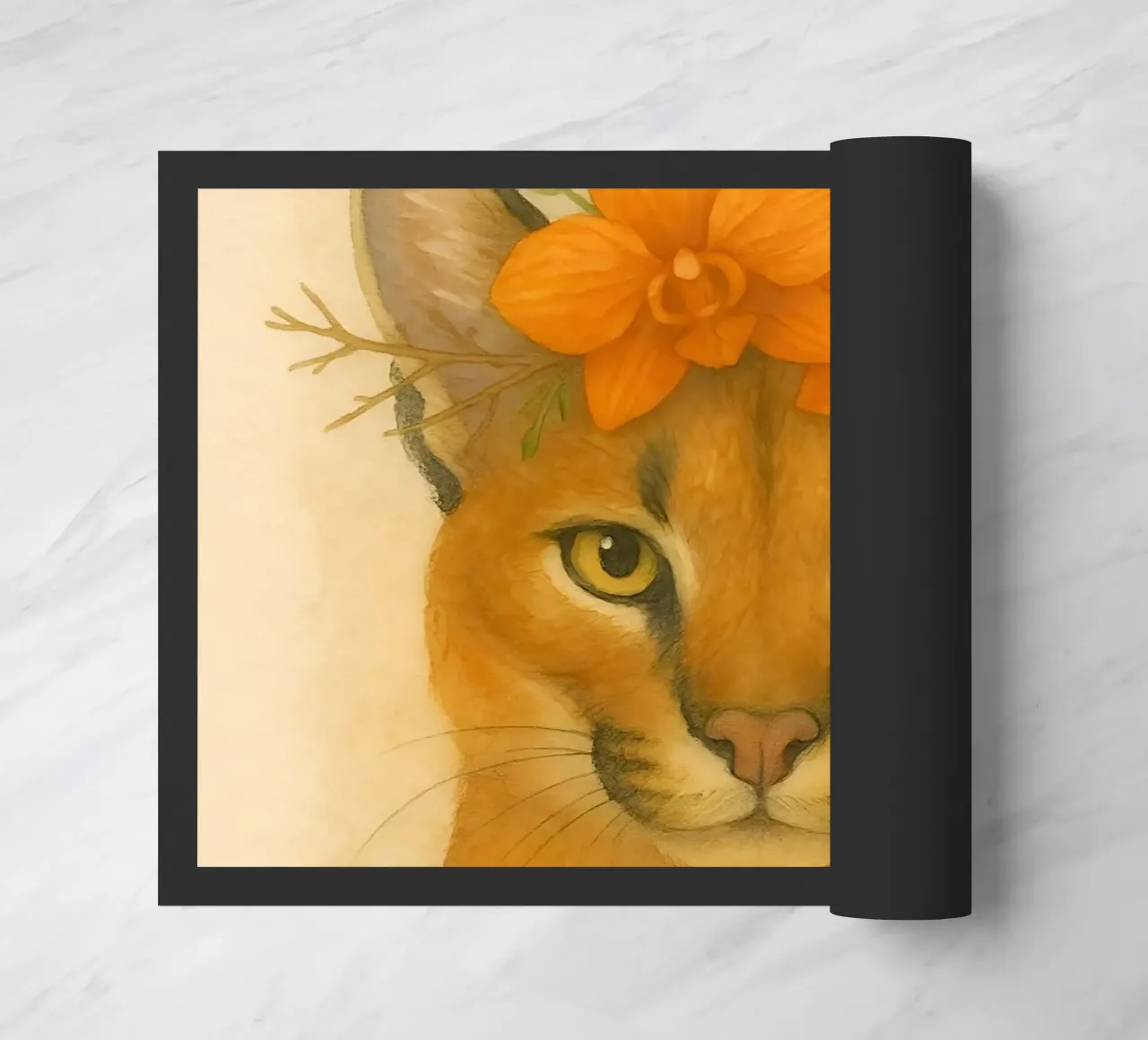 Sguardo d'oro: Caracal con orchidee zerbino da Graceful Desine