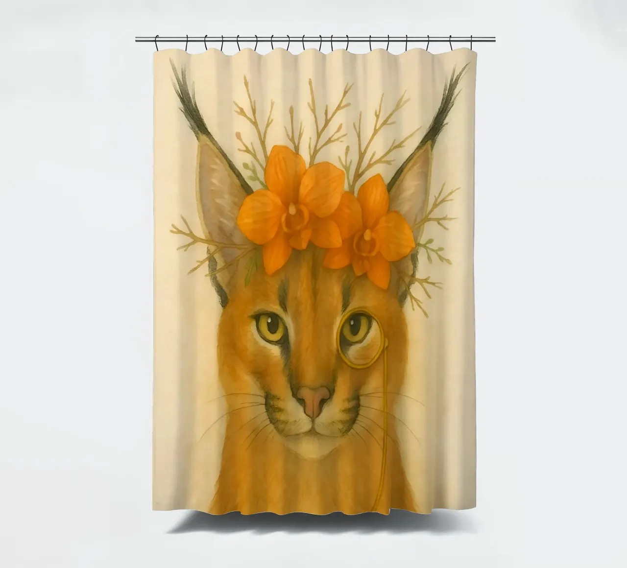 Sguardo d'oro: Caracal con orchidee tenda da doccia da Graceful Desine