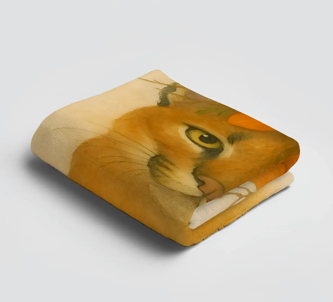 Golden Gaze: Caracal with Orchids towel by Graceful Desine