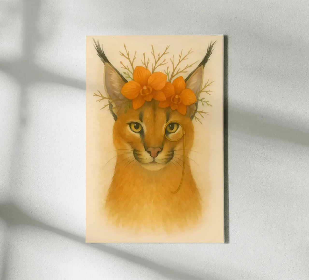 Sguardo d'oro: Caracal con orchidee tela da Graceful Desine