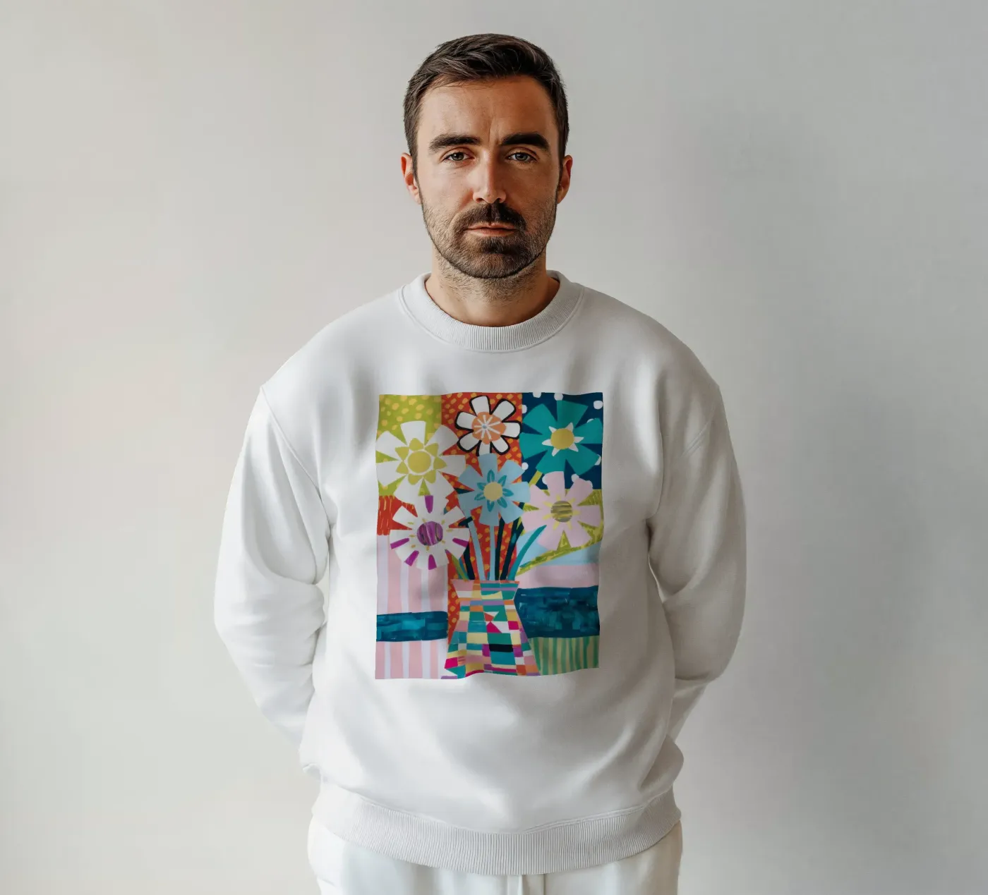 Patchwork vaasboeket sweatshirt van Obs Canvas