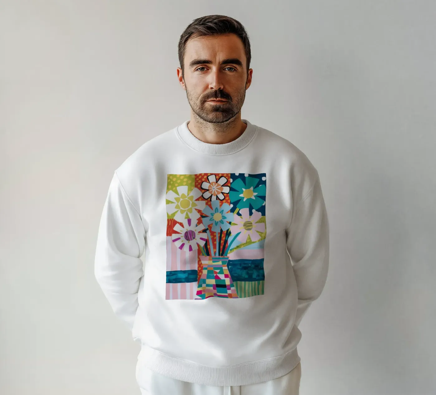 Patchwork vaasboeket sweatshirt van Obs Canvas