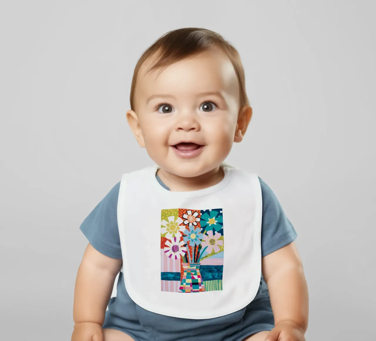 Patchwork Vase Blumenstrauß Babylätzchen von Obs Canvas