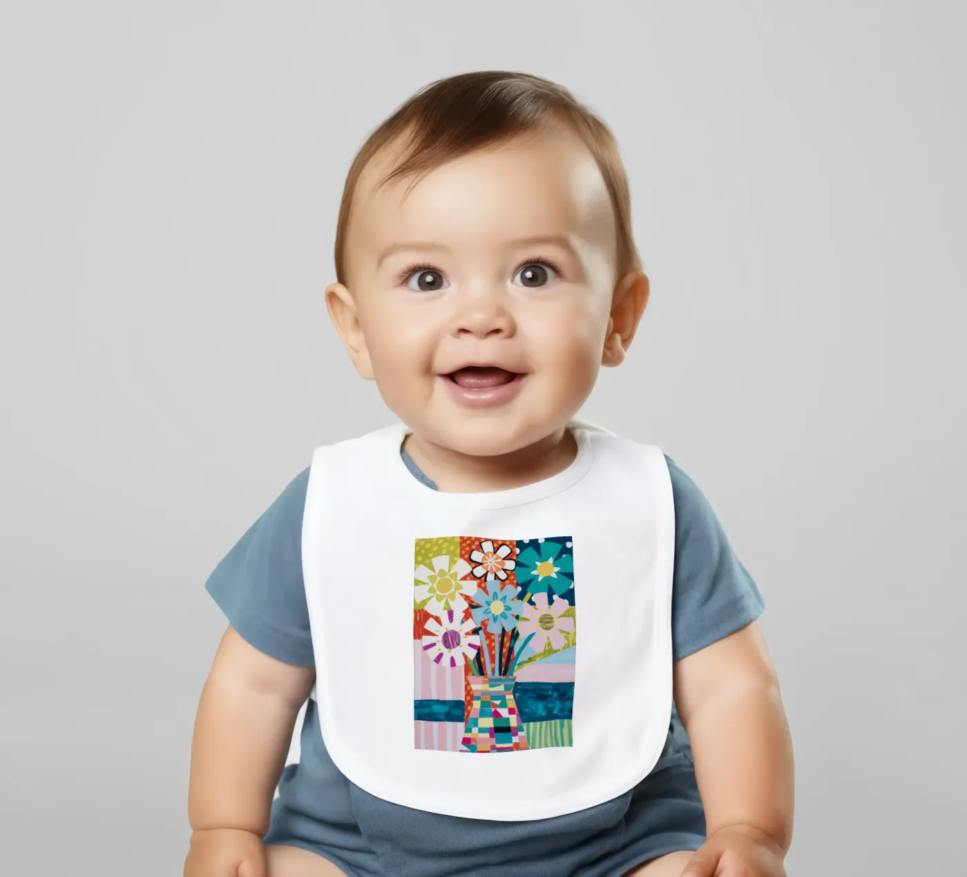 Patchwork Vase Bouquet Babylätzchen von Obs Canvas