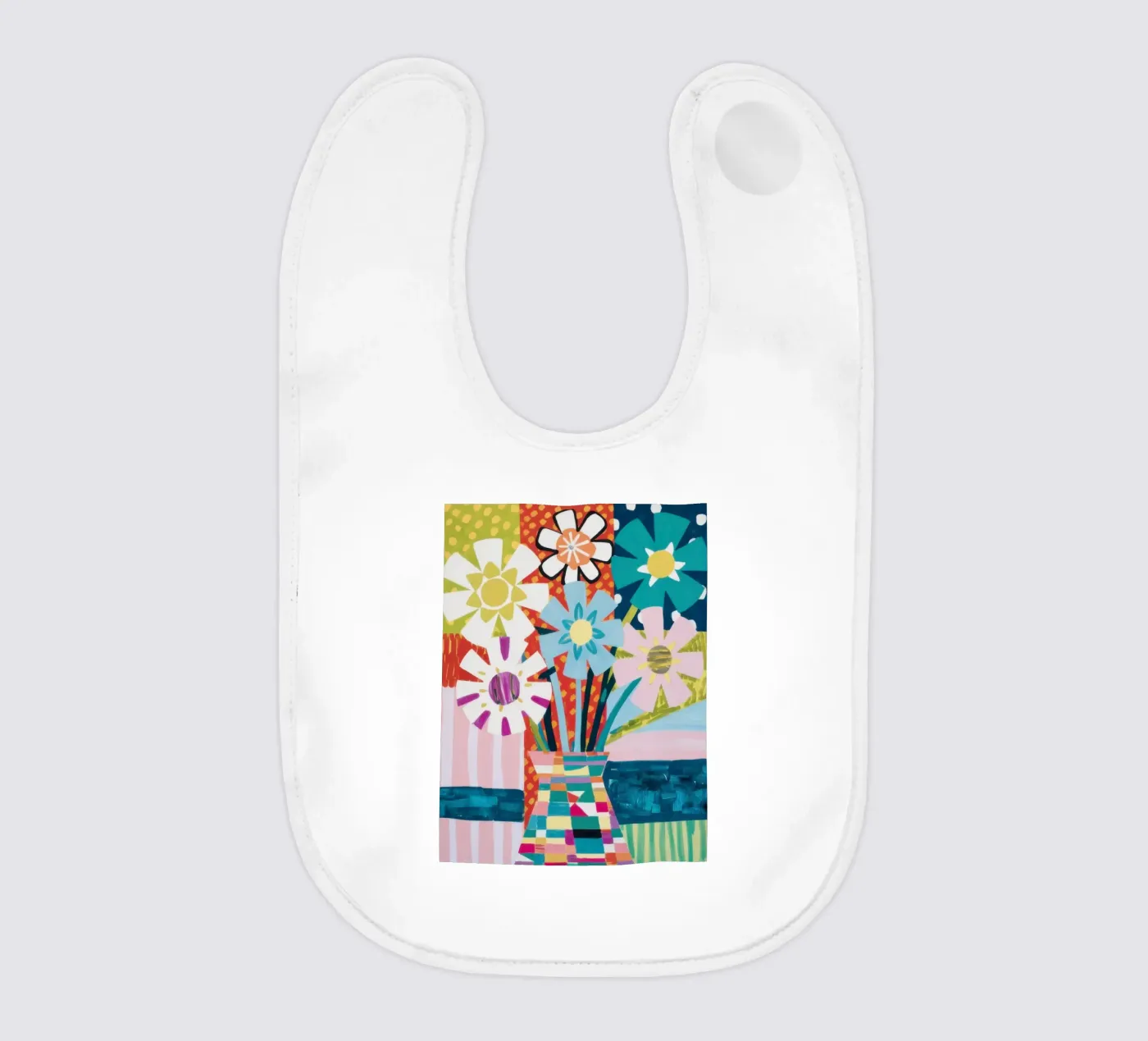 Patchwork Vase Bouquet Babylätzchen von Obs Canvas