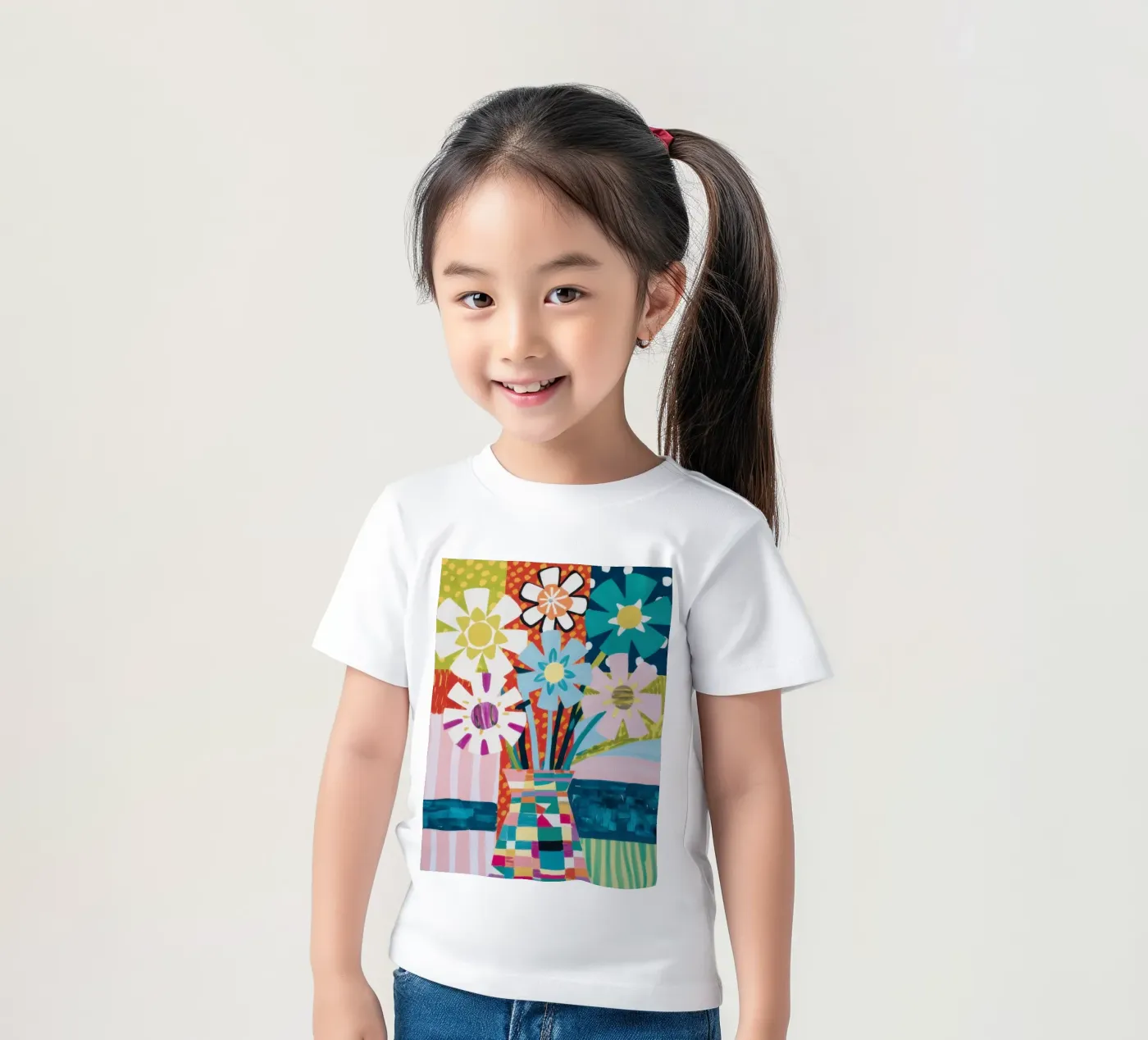 Patchwork Vase Bouquet kinder t-shirt van Obs Canvas