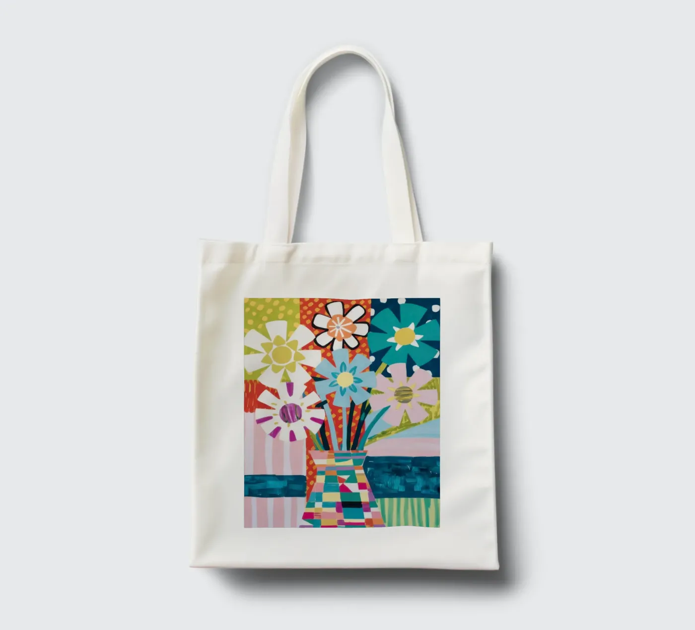 Patchwork Vase Bouquet Jutebeutel von Obs Canvas