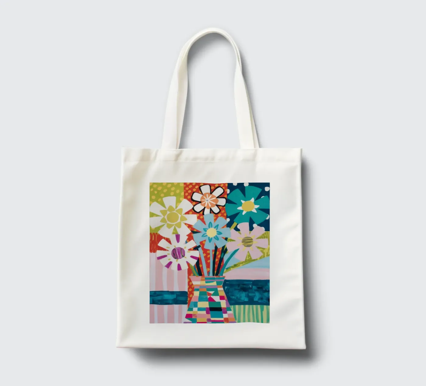 Patchwork Vase Bouquet Jutebeutel von Obs Canvas
