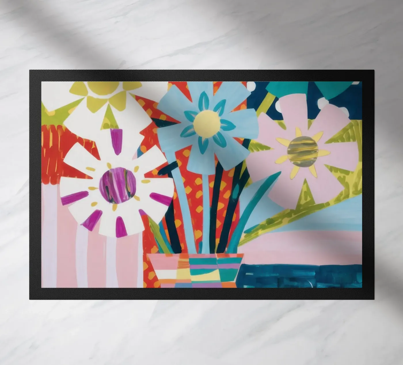Patchwork Vase Blumenstrauß Fußmatte von Obs Canvas