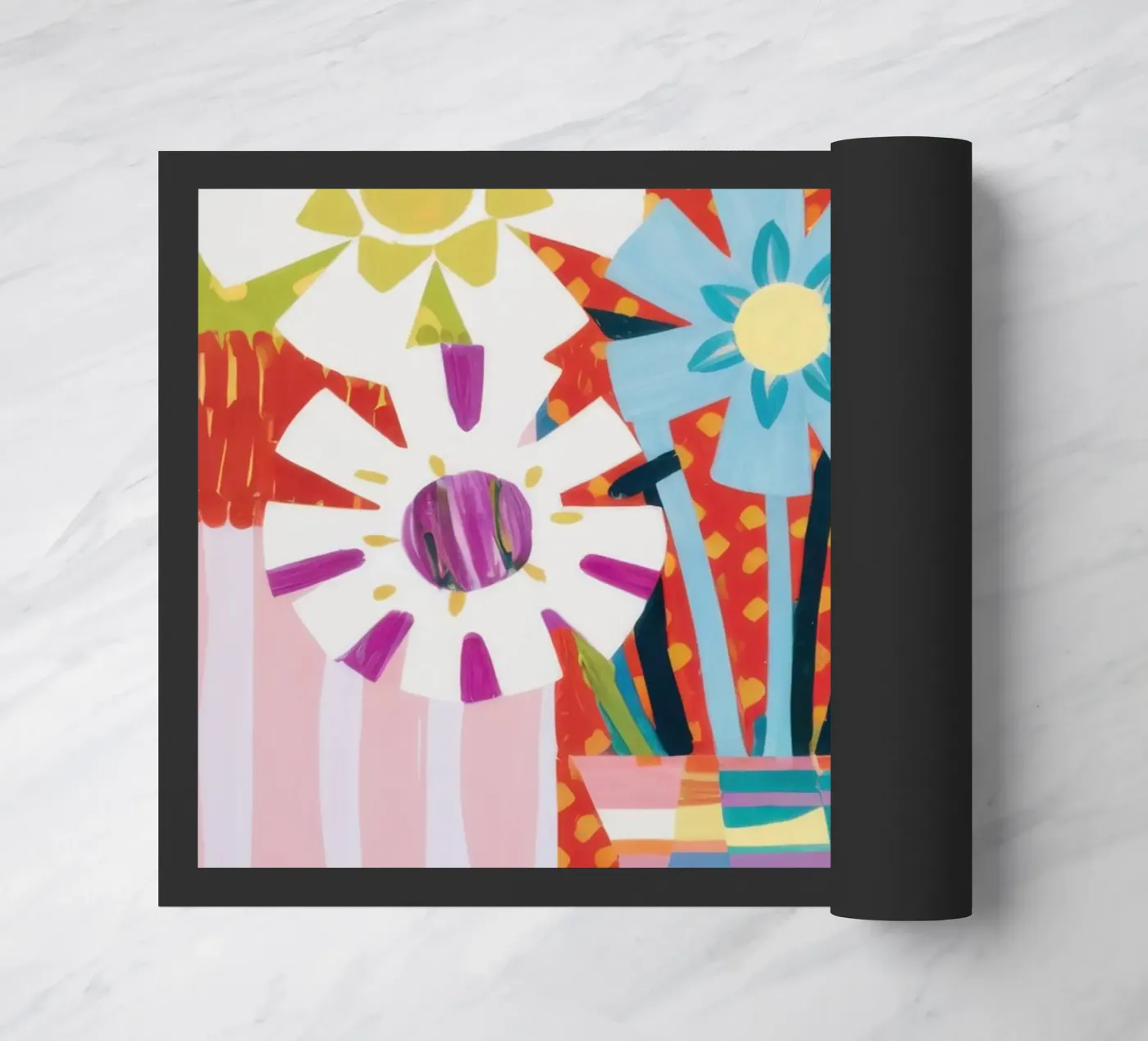 Patchwork Vase Bouquet paillasson de Obs Canvas