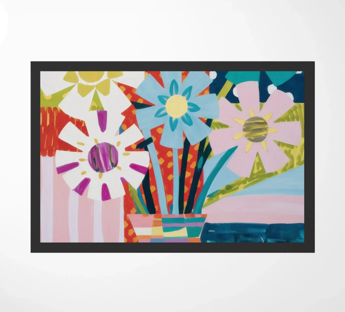 Patchwork Vase Blumenstrauß Fußmatte von Obs Canvas