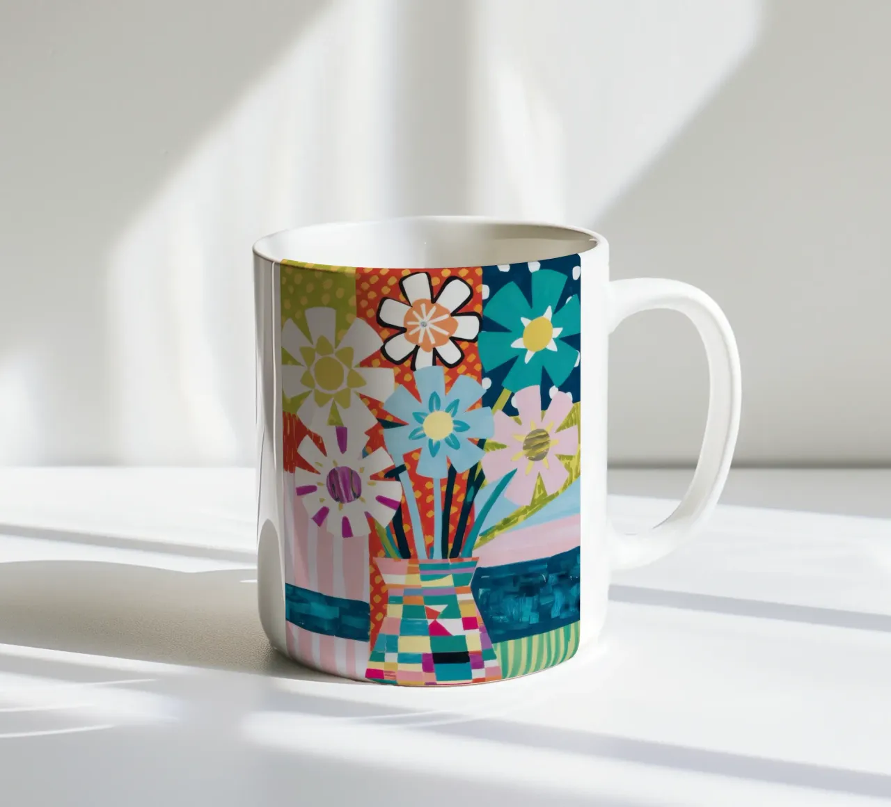 Patchwork Vase Bouquet ceramic mug by Obs Canvas